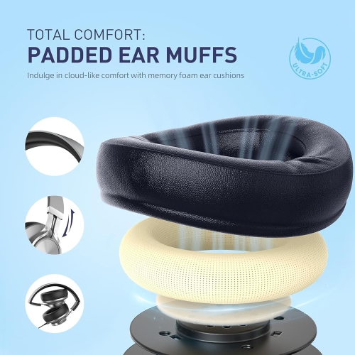 Oececa Wired Headphones with Microphone, Foldable Corded Stereo Headsets with Volume Control for Adults 3.5mm for Computers, Chromebooks, Laptop,