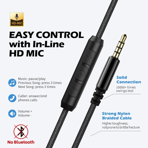 Oececa C8 Headphones Wired, On-Ear Headphones with Microphone and Volume Control Foldable Corded Stereo 3.5mm Headset for Smartphones Chromebook