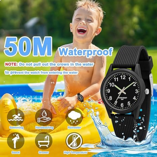 Analog Kids Watches for Girls Boys Kids Watches Learning Time 50M Waterproof Children Watch Easy to Read for Ages 4-12 Kids Great Birthday Gifts