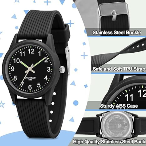 Analog Kids Watches for Girls Boys Kids Watches Learning Time 50M Waterproof Children Watch Easy to Read for Ages 4-12 Kids Great Birthday Gifts