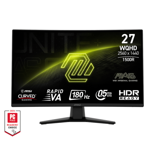 MSI 27" 2560 x 1440 180Hz 0.5ms (GTG) Curved 1500R Rapid VA Gaming Monitor Tilt adjustable (MAG 274CQF)