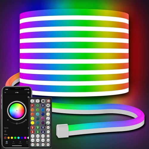 AILBTON Led Neon Rope Lights 32.8Ft,Control with App/Remote,Flexible Led Rope Lights,Multiple Modes,IP65 Outdoor RGB Neon Lights Waterproof,Music Syn