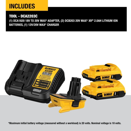 DEWALT 18V to 20V Battery Adapter Kit