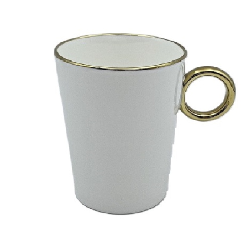 Tasse à café en porcelaine blanche avec bordure dorée de la collection Simplicity de 380&nbsp;ml