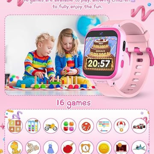 Kids Smart Watch for Boys Girls, Kids Fitness Activity Tracker Watch 1.54'' Screen with Pedometer Flashlight Camera Calculator Alarm Clock 16