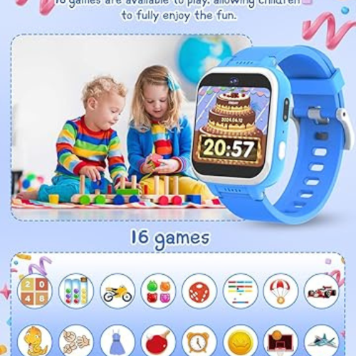 Kids Smart Watch for Boys Girls, Kids Fitness Activity Tracker Watch 1.54'' Screen with Pedometer Flashlight Camera Calculator Alarm Clock 16