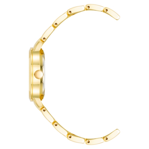 Montre ronde pour femmes 30 mm dorée avec cadran champagne moiré et bracelet en métal d'Anne Klein