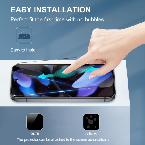 Paquet de 3 protecteurs d'écran pour Pixel 9/9 Pro de Google en verre trempé HD pleine couverture facile à installer, bord rond Résistant aux rayures