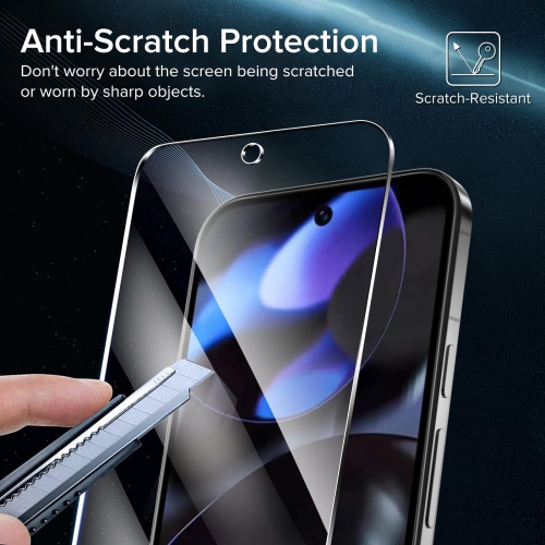 3-Pack Screen Protector Tempered Glass for Google Pixel 9 / Pixel 9 Pro 2024 Fingerprint Unlock Compatible with Easy Installation Frame 9H Hardness