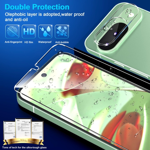 3+3 Pack for Google Pixel 9 Screen Protector, 9H Tempered Glass, Ultrasonic Fingerprint Unlock, Case Friendly HD Clear for Google Pixel 9 Tempered