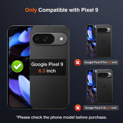 2 + 2 paquet de 2 compatibles pour Google Pixel 9 Protecteur d'écran en verre trempé + paquet de 2 protecteurs d'écran de caméra, installation facile