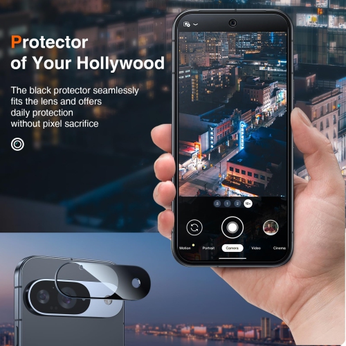 2 + 2 paquet de 2 compatibles pour Google Pixel 9 Protecteur d'écran en verre trempé + paquet de 2 protecteurs d'écran de caméra, installation facile