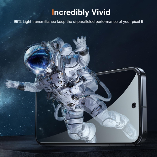 2 + 2 paquet de 2 compatibles pour Google Pixel 9 Protecteur d'écran en verre trempé + paquet de 2 protecteurs d'écran de caméra, installation facile