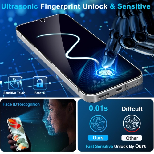 3 Pack Glass Screen Protector for Google Pixel 9, Ultrasonic Fingerprint Unlock, HD Clear Case Friendly Tempered Glass for Google Pixel 9 Screen