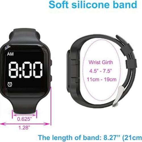 Vibrating Alarm Watch, Water Resistant Potty Training Watch Rechargeable Medical Reminder Watch with Timer and 15 Daily Alarms