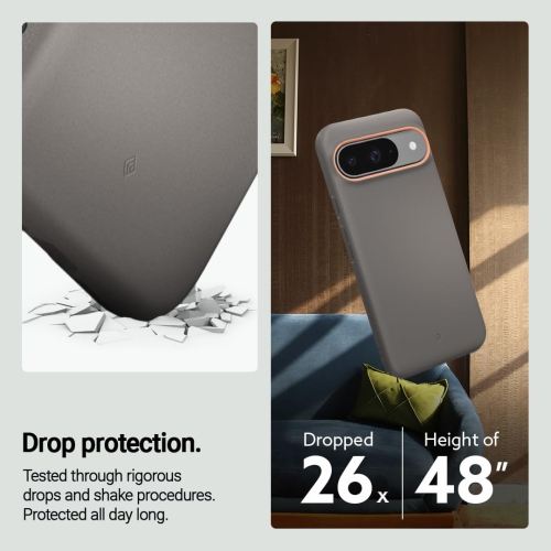 Étui pour Pixel 9 Pro de Google, pour étui en silicone 5G pour Pixel 9 - Gris papaye