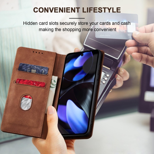 Étui portefeuille à rabat pour Pixel 9/9 Pro de Google, étui folio magnétique en cuir avec porte-carte, béquille - TPU étui protecteur durable