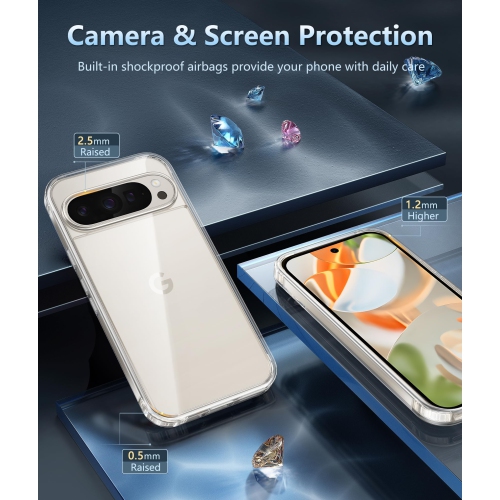 Google Pixel 9 Case: Pixel 9 Pro Non-Yellowing Clear Slim Case | Rugged Anti-Drop Shockproof Scratch Protective Thin Transparent Crystal Cell Phone
