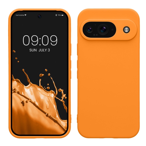 Étui de kwmobile compatible avec Google Pixel 9 - Étui protecteur mince en TPUR pour téléphone - Fini mat doux - Orange fruité