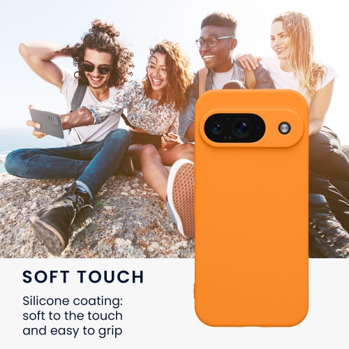 Étui de kwmobile compatible avec Google Pixel 9 - Étui protecteur mince en TPUR pour téléphone - Fini mat doux - Orange fruité