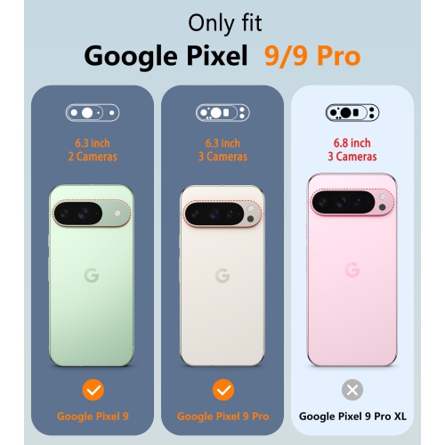 Étui pour Pixel 9 de Google : Étui robuste double couche pour Pixel 9 Pro avec dos texturé antidérapant - Robuste protection militaire antichoc