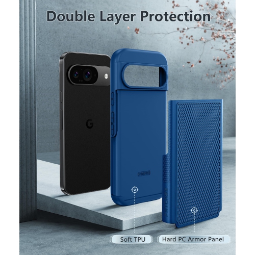 Étui pour Pixel 9 de Google : Étui robuste double couche pour Pixel 9 Pro avec dos texturé antidérapant - Robuste protection militaire antichoc