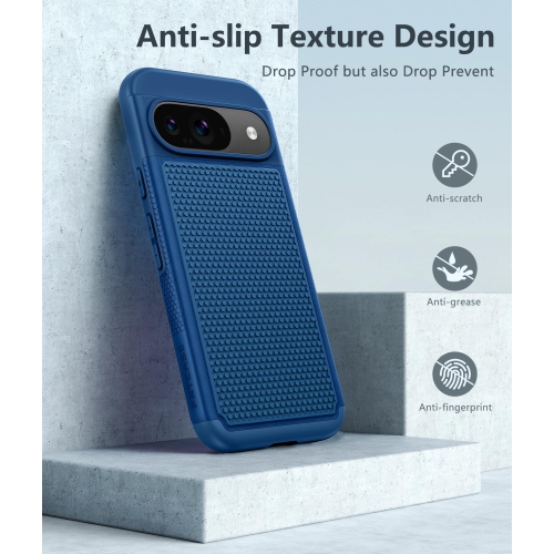 Étui pour Pixel 9 de Google : Étui robuste double couche pour Pixel 9 Pro avec dos texturé antidérapant - Robuste protection militaire antichoc