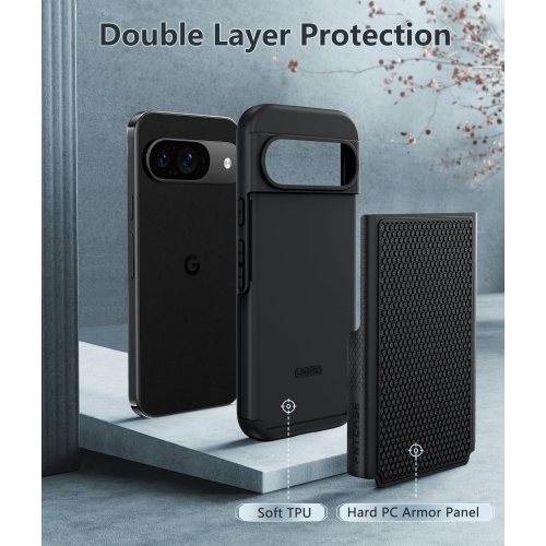 Étui pour Pixel 9 de Google&nbsp;: Étui robuste double couche pour Pixel 9 Pro avec dos texturé antidérapant - Robuste protection militaire antichoc