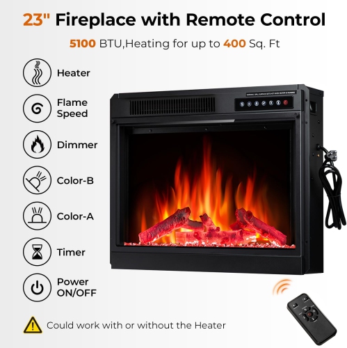 ZAFRO – Meuble pour téléviseur avec foyer de 50 po, centre de divertissement moderne avec foyer électrique de 23 po, meuble multimédia pour