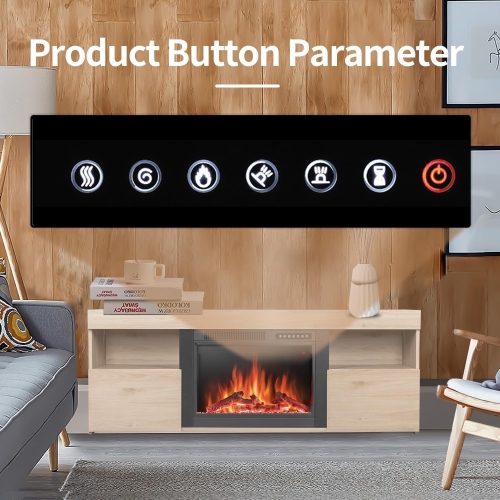 ZAFRO Electric Fireplace TV Stand with Mantel, Freestanding Wooden Frame Firebox, Adjustable Real 3D Flame Brightness, Remote Control, for TVs Up to