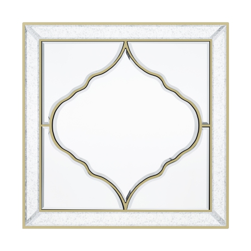 Wall Art Mirror Elegant Square Wall Silver Glass with Golden Rim Decorative Accent Mirror for Bedroom Hallway Bathroom Living Room Entryway Decorating