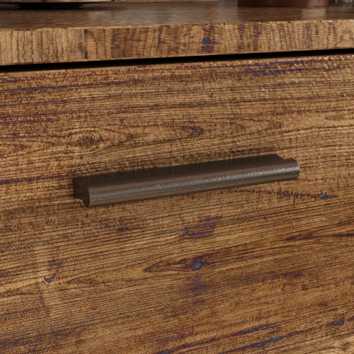 Homsee Wood with Metal Mesh Doors, 3 Drawers & Adjustable Shelves, Ideal for Dining Room Storage, Brown