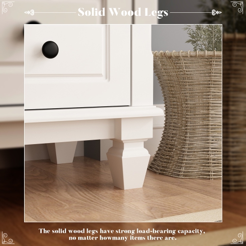 6-Drawers White Wood Chest of Drawers Dresser Vanity Table Storage Cabinet with Wooden Legs 47.4 in. H x 31.5 W x 15.7 D