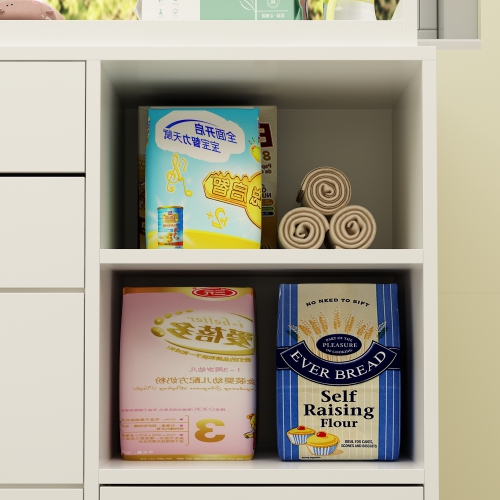 Homsee – Commode en bois avec 5 tiroirs, coiffeuse et armoire de rangement avec tablette, blanc