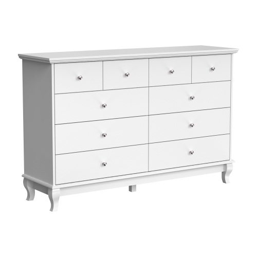HOMSEE  10 Drawer Double Dresser for Bedroom Traditional Dresser Chest W/ Wide Drawer & Metal Handles Wood Storage Chest Of Drawers for Closet Living