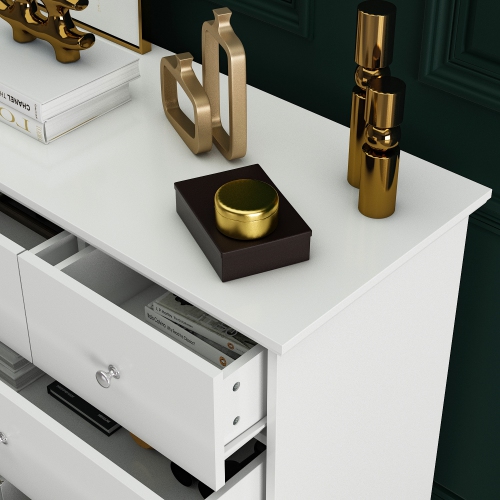 10 Drawer Double Dresser for Bedroom Traditional Dresser Chest w/ Wide Drawer & Metal Handles Wood Storage Chest of Drawers for Closet Living Room