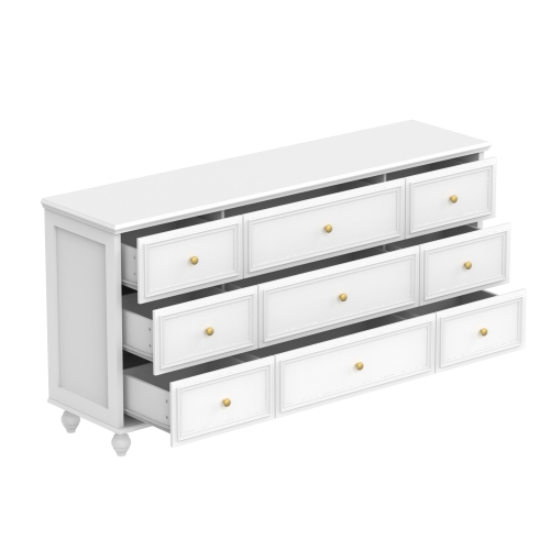Homsee 9-Drawer Wooden Chest of Drawers, Modern European Style,White
