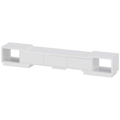 HOMSEE  Extendable Tv Stand Entertainment Center Wood Media Console Fits 120 In. With Drawers 65.4-106.3 In. W In White