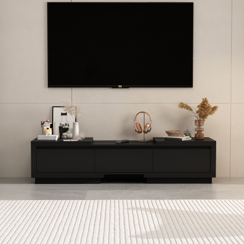 Homsee Black Wood Extendable TV Stand with Drawers Entertainment Center, Fits up to 120 in. TVs, Black