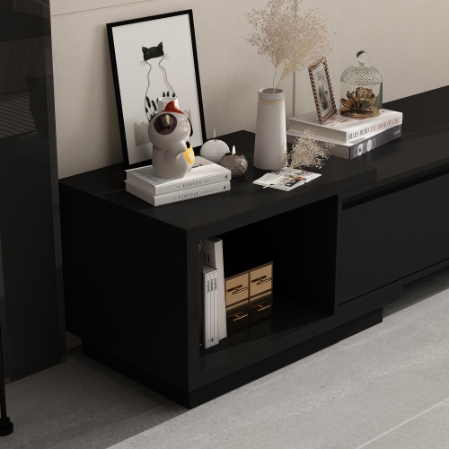 Homsee Black Wood Extendable TV Stand with Drawers Entertainment Center, Fits up to 120 in. TVs, Black