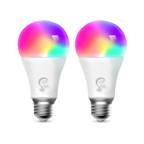 Zare Smart Light Bulbs, Compatible with Alexa and Google Assistant, Dimmable Color Changing RGB Smart Bulbs, 9W 806 Lumens, 2.4Ghz Bluetooth Wi-Fi,