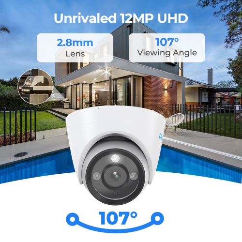 Reolink 12MP Security Camera with PoE, Person/Vehicle Detection, Two-Way Audio, Color Night Vision, RLC-1224A