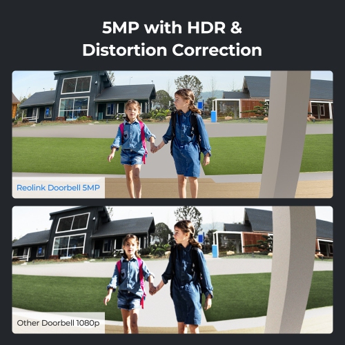 Sonnette vidéo Wi-Fi, sonnette vidéo intelligente Wi-Fi 2K+ avec fil, carillon, détection de personne, caméra de sécurité de porte d'entrée de Reolink