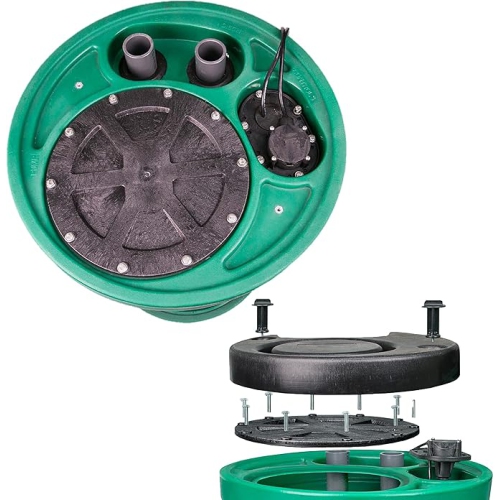 Little Giant 9JF2V2D Pit Plus JR Sewage Basin System with 115-Volt, 4/10 HP, 6000 GPH 9SC-CIM Sewage Pump and 20-Ft. Cord, Green/Blue/Black, 509673