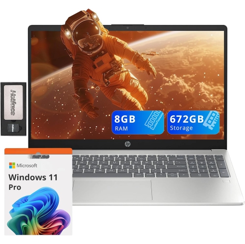 HP 15.6" FHD Laptop, Intel i3-N305, 672GB Storage(512GB SSD+160 Docking Station Set), 8GB DDR4 RAM, Intel UHD Graphics, HD Camera, Fingerprint