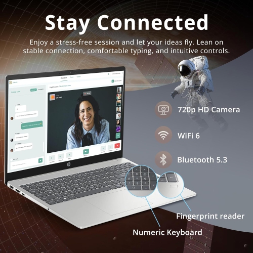 HP 15.6" FHD Laptop, Intel i3-N305, 672GB Storage(512GB SSD+160 Docking Station Set), 16GB DDR4 RAM, Intel UHD Graphics, HD Camera, Fingerprint