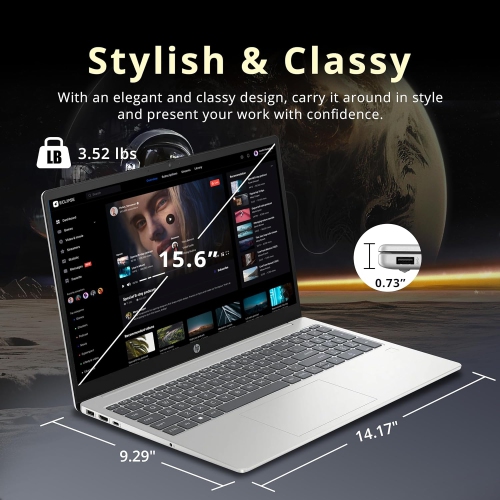 HP 15.6" FHD Laptop, Intel i3-N305, 672GB Storage(512GB SSD+160 Docking Station Set), 16GB DDR4 RAM, Intel UHD Graphics, HD Camera, Fingerprint