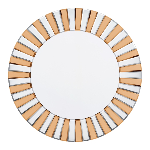 UNHO  24 Inch High-Grade Contemporary Decor Wall Mirror Round Vintage Tawny Starburst Mirror Beveled Edge Sunburst Frame Decor for Living Room Bedroom