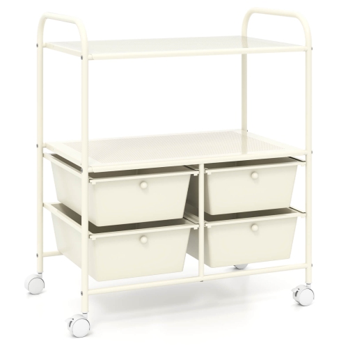 Chariot de rangement à roulettes à 4 tiroirs de Costway, étagère Scrapbook Paper Office Organisateur d'école
