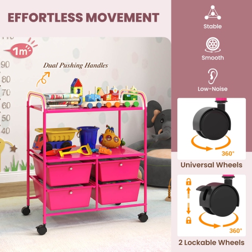 Costway 4 Drawer Rolling Storage Cart shelf Scrapbook Paper Office School Organizer